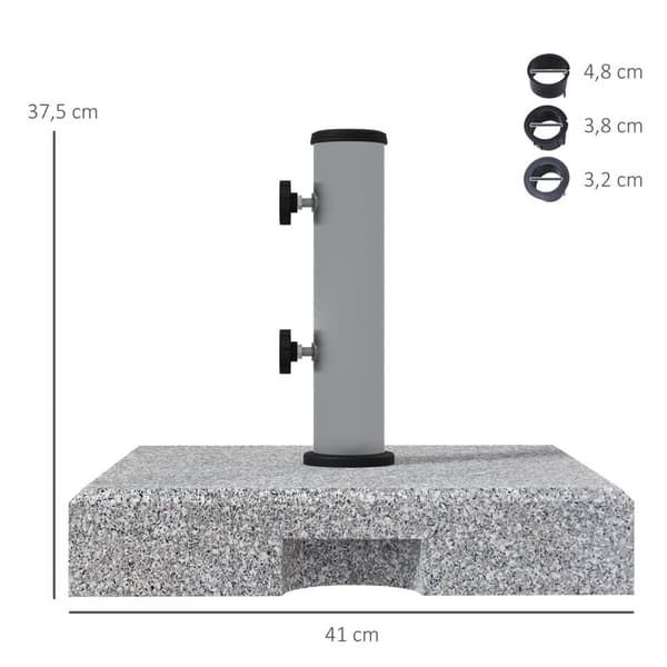 Aurinkovarjoteline (graniittia) 28kg aurinkovarjojalusta kahdella nupilla jalustalla pylvään halkaisijalle Ø 32/38/48 mm, sateenvarjoteline pyörillä p