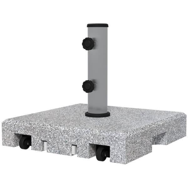 Aurinkovarjoteline (graniittia) 28kg aurinkovarjojalusta kahdella nupilla jalustalla pylvään halkaisijalle Ø 32/38/48 mm, sateenvarjoteline pyörillä p