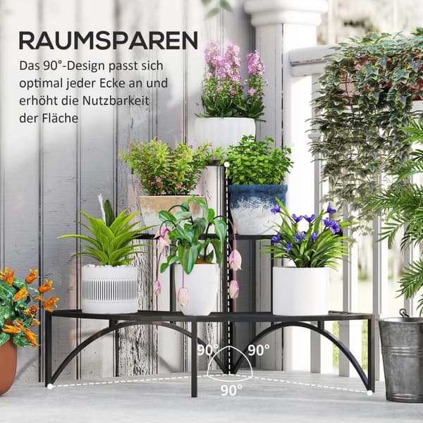 3-vånings växtställ, blomsterställ för inomhusbruk utomhus, växthylla i metall, blomsterhylla i flera våningar, 60 cm hög blomtrappa för vardagsrum, d