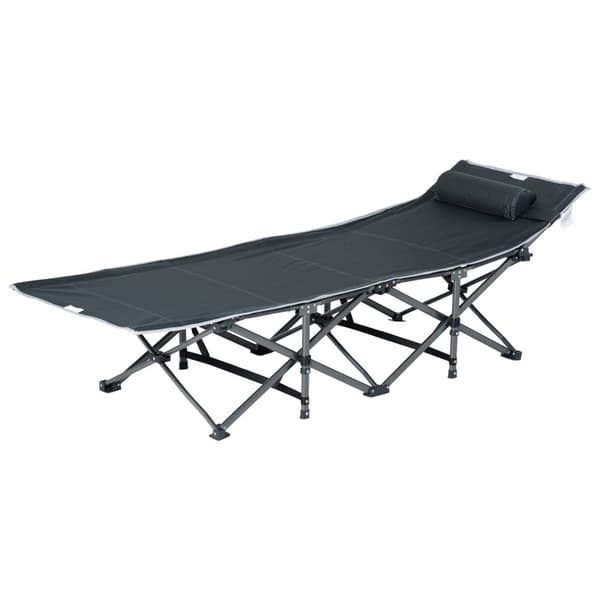 Solseng sammenleggbar solseng med pute sidelomme integrert oppbevaringsveske metall og Oxford stoff 188 x 64,5 x 53 cm grå Aosom