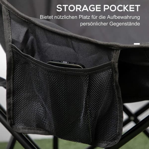 Campingstol Foldehavestol med sidelomme stålben Foldestol med bæretaske til poolstrand Oxford Sort
