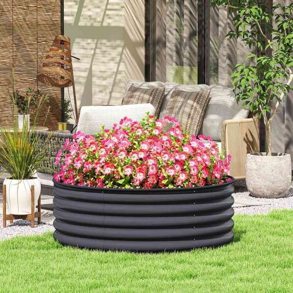 Høybed av stål, plantebed, kaldramme, hagebed, stabelbar, blomsterkasse, plug-in plantekasse, 120 x 120 x 43 cm, grønnsaksbed for hage, balkong, terra