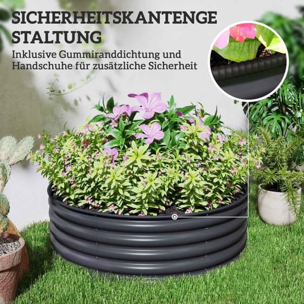 Høybed av stål, plantebed, kaldramme, hagebed, stabelbar, blomsterkasse, plug-in plantekasse, 120 x 120 x 43 cm, grønnsaksbed for hage, balkong, terra