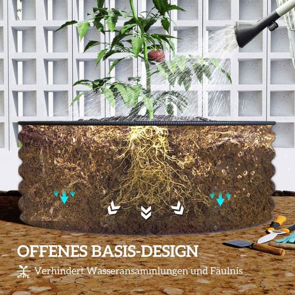 Høybed av stål, plantebed, kaldramme, hagebed, stabelbar, blomsterkasse, plug-in plantekasse, 120 x 120 x 43 cm, grønnsaksbed for hage, balkong, terra