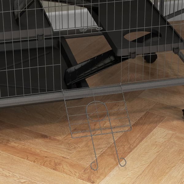 Bur for gnagere multifunksjonelt 4 plattformer 3 ramper 4 dører dim. 80L x 52W x 128H cm Stål Grå Sølv Svart