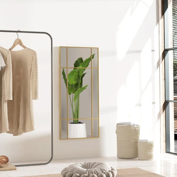 Veggspeil 110 x 50 cm dekorativt speil med metallramme rektangulært speil for soverom bad Gull Aosom