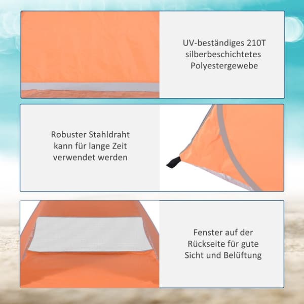 Rantateltta pop-up automaattinen UV-suoja takaikkuna iso lattiamatto oranssi Aosom