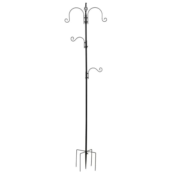 Fågelmatningsstation dekorativ fågelmatningsstation för vilda fåglar med 4 krokar 54,5 x 54,5 x 208 cm svart