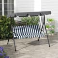 Miniatyrbilde 3 av 10: Outsuuny Hollywood-huske med sittepute, 3-seters hagehuske med justerbar solseil, huskebenkbelastning opptil 240 kg, for hage, terrasse, 172 x 110 x 1
