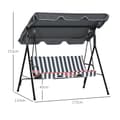 Miniatyrbilde 4 av 10: Outsuuny Hollywood-huske med sittepute, 3-seters hagehuske med justerbar solseil, huskebenkbelastning opptil 240 kg, for hage, terrasse, 172 x 110 x 1