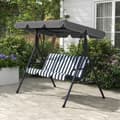Miniatyrbilde 9 av 10: Outsuuny Hollywood-huske med sittepute, 3-seters hagehuske med justerbar solseil, huskebenkbelastning opptil 240 kg, for hage, terrasse, 172 x 110 x 1