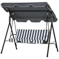 Miniatyrbilde 1 av 10: Outsuuny Hollywood-huske med sittepute, 3-seters hagehuske med justerbar solseil, huskebenkbelastning opptil 240 kg, for hage, terrasse, 172 x 110 x 1