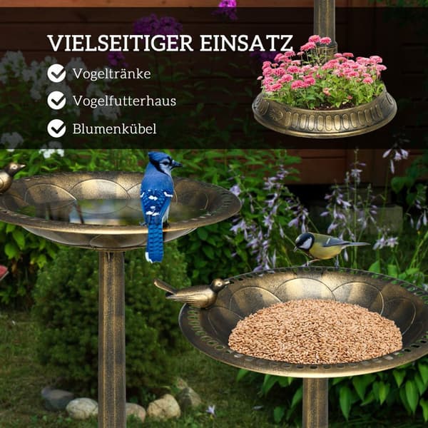 2 i 1 stående fågelbad, fågelbad av plast, frostsäkert fågelbassäng, vintersäker vattenskål för vilda fåglar, vattenskål, vattenpunkt för trädgård, te