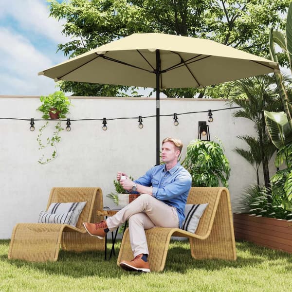Parasoll Ø233 cm, parasoll med hopfällbar funktion, åttkantigt balkongparasoll, parasoll, vindtätt, stabilt marknadsparaply, vevparasoll, solskydd för