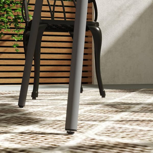 Teräksinen puutarhapöytä 80 x 80 x 74 cm Säänkestävä buffetpöytä teräsrungolla, liukumaton retkeilypöytä 4 hengelle Parvekepöytä Patiopöytä Ulkoruokai