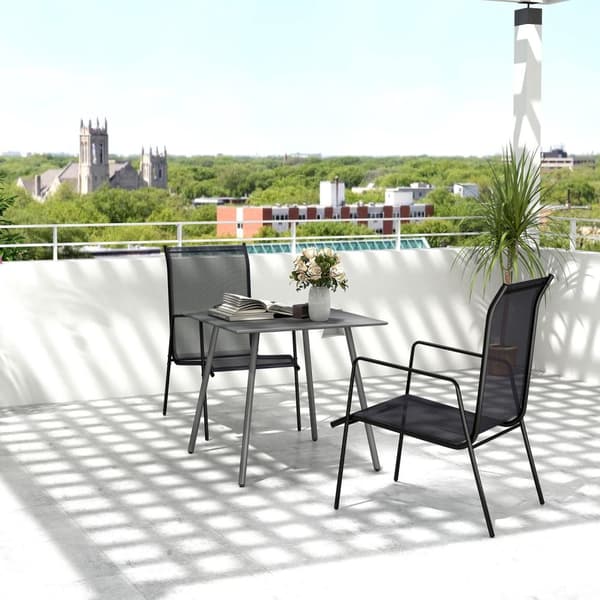 Teräksinen puutarhapöytä 80 x 80 x 74 cm Säänkestävä buffetpöytä teräsrungolla, liukumaton retkeilypöytä 4 hengelle Parvekepöytä Patiopöytä Ulkoruokai