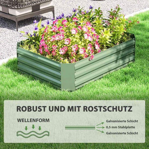 Høybed av stål, plantebed, kaldramme, hagebed, blomsterkasse, stabelbar, plantekasse, grønnsaksbed, 120 x 90 x 30 cm for hage, balkong, plantekrukke f