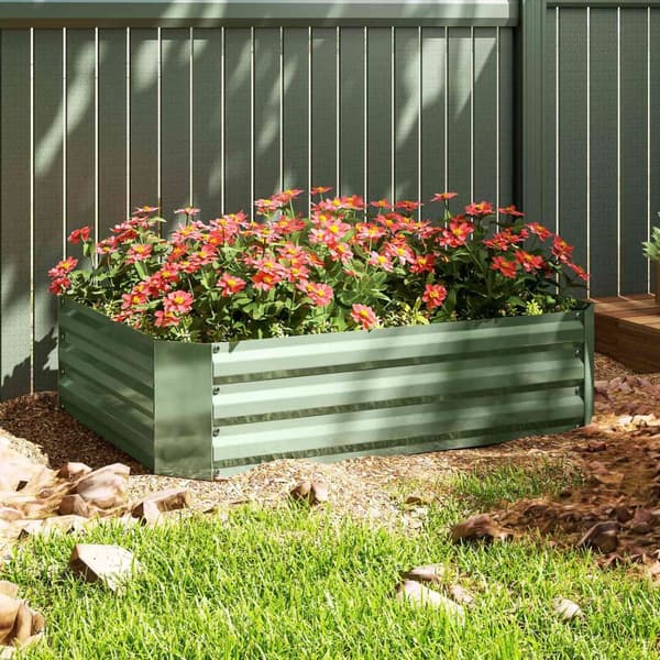 Høybed av stål, plantebed, kaldramme, hagebed, blomsterkasse, stabelbar, plantekasse, grønnsaksbed, 120 x 90 x 30 cm for hage, balkong, plantekrukke f