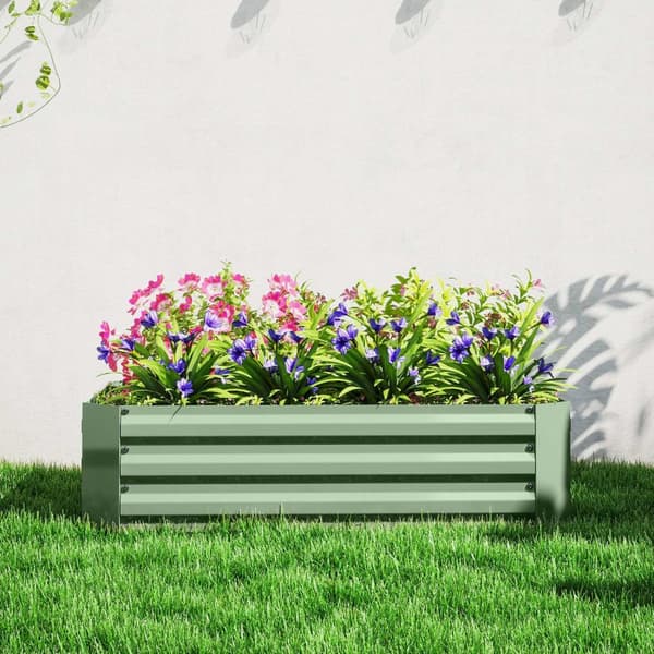Høybed av stål, plantebed, kaldramme, hagebed, blomsterkasse, stabelbar, plantekasse, grønnsaksbed, 120 x 90 x 30 cm for hage, balkong, plantekrukke f
