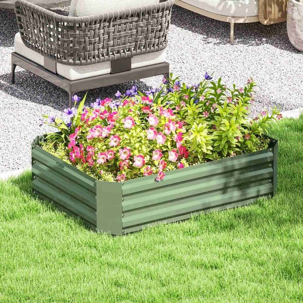 Høybed av stål, plantebed, kaldramme, hagebed, blomsterkasse, stabelbar, plantekasse, grønnsaksbed, 120 x 90 x 30 cm for hage, balkong, plantekrukke f