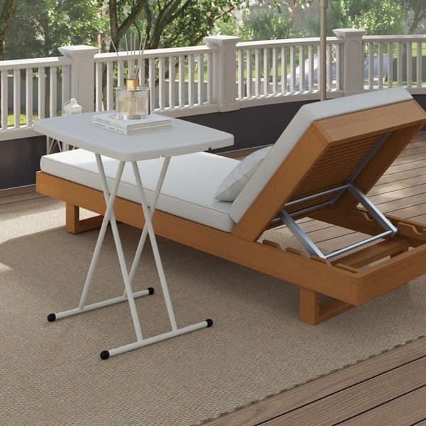 Sidobord trädgård höj- och sänkbart trädgårdsbord, fällbart balkongbord av plast, rektangulärt soffbord 50kg lastkapacitet, 76x50x74H cm soffbord för