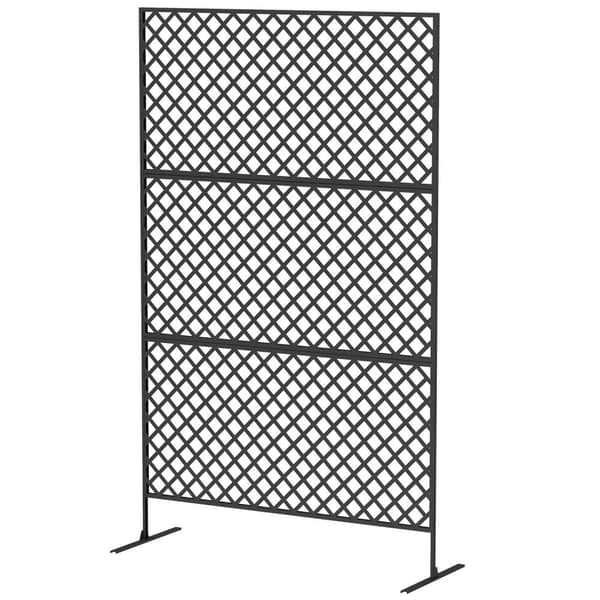 Rumdeler 3-delt 122 x 198 cm fritstående skærm i gitter, skillevæg 3-delt privat skærm af stål, udendørs rumdeler privat skærm skillevæg til have, alt
