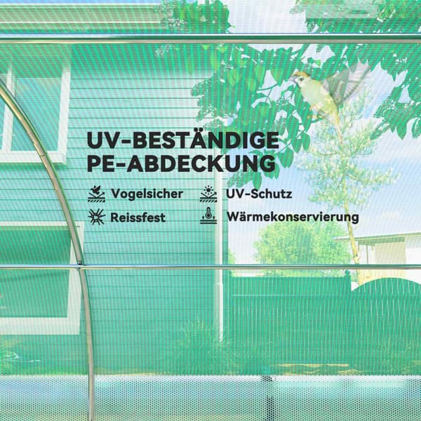 Drivhus 3 x 2 x 2 m filmdrivhus med 6 vinduer, rulledører, opprullbare sidevegger, UV-bestandig filmtunnel, vintertett tomathus med jordanker, grønn A