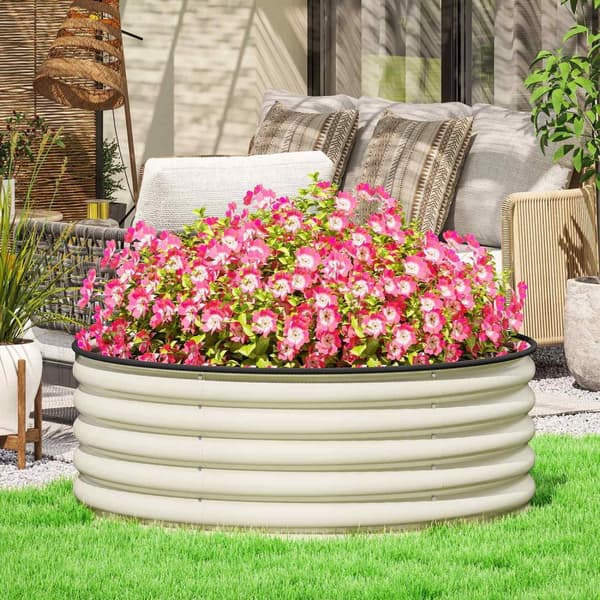 Høybed av stål, plantebed, kaldramme, hagebed, stabelbar, blomsterkasse, plug-in plantekasse, 120 x 120 x 43 cm, grønnsaksbed for hage, balkong, terra