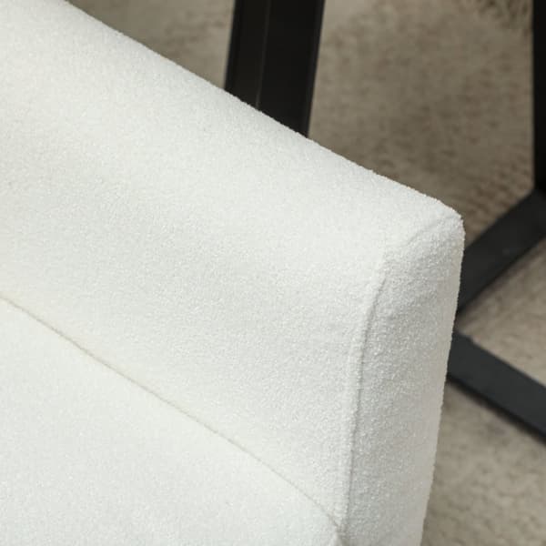 Lænestol Stue Wing Stol Polstret Tuftet Lounge Chair Afslapningsstol med Teddy Fleece Look Træben Polstret Stol til Soveværelse Hvid