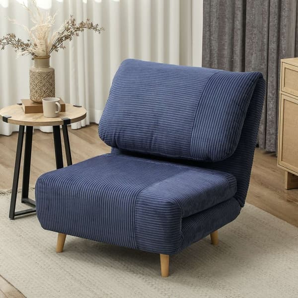 2-i-1 sovesofa, stolseng, justerbar sammenleggbar madrass, gjesteseng i cordfløyellook, for soverom, stue, blå, 82 x 89 x 83 cm Aosom