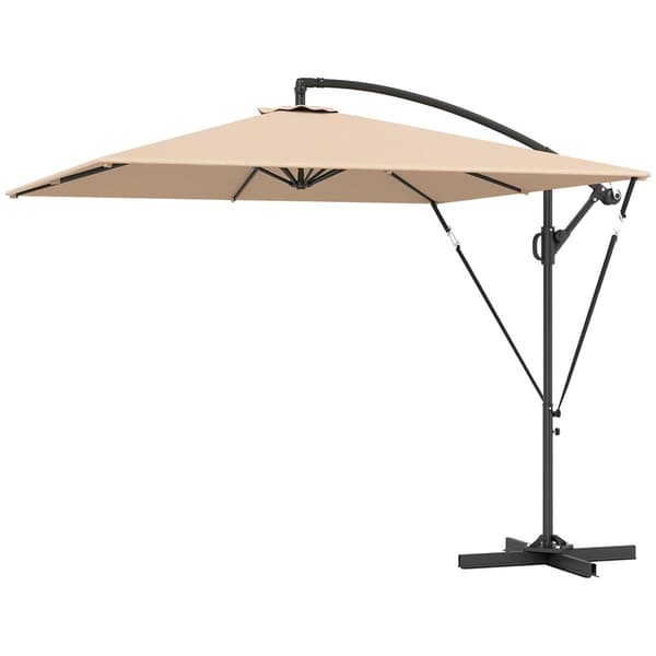 Cantilever paraply Ø260 cm parasoll med UV-beskyttelse 50+ vannavstøtende krank paraply med stativ, deksel, sveiv, vindlås, markedsparaply vippbar hag