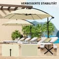 Miniatyrbilde 8 av 10: Cantilever paraply, aluminium diameter 260 cm, parasoll, vanntett, sveiv paraply med stativ, sveiv, vindlås, vippbar markedsparaply, vippbar hageparap