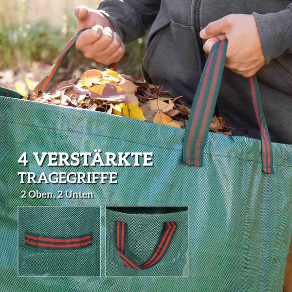 Havepose 3x300L vandtæt haveaffaldspose med håndtag, stabil bladpose, selvstående haveposer med UV-beskyttelse, genanvendelige haveaffaldssække til ha