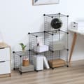 Miniatyrbilde 3 av 10: Plug-in hylle, hyllesystem med 6 rom, DIY kubehylle laget av trådnett, trinnhylle for stue, soverom, svart, 109 x 37 x 109 cm