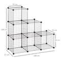 Miniatyrbilde 4 av 10: Plug-in hylle, hyllesystem med 6 rom, DIY kubehylle laget av trådnett, trinnhylle for stue, soverom, svart, 109 x 37 x 109 cm