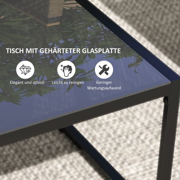 Hagemøbelsett i polyrattan til 4 personer, værbestandig balkongmøbelsett med 2 sofaer, 2 stoler, sitteputer i glass, sittegruppe ute, terrassemøbler h
