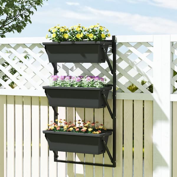 Sett med 3 blomsterpotter med hull, 56x42 cm plantepotter, firkantede plantepotter, plast blomsterpotter for tomater og blomster, plantepotte til hage