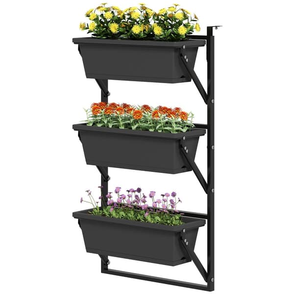 Sett med 3 blomsterpotter med hull, 56x42 cm plantepotter, firkantede plantepotter, plast blomsterpotter for tomater og blomster, plantepotte til hage