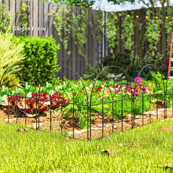 Havehegn Stål 300 cm x 70 cm Højt dekorativt meshhegnsæt Hegnselementer Landskabshegn Topbuehegn til hunde Hundehegn til haven blomsterbede Dyrebarrie
