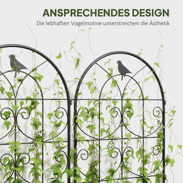 Metallespalier sett med 2 for plugging av rustfri espalier med fugledesign for klatreplanter 50 x 120 cm espalier for stueplanter Plantespalier for to