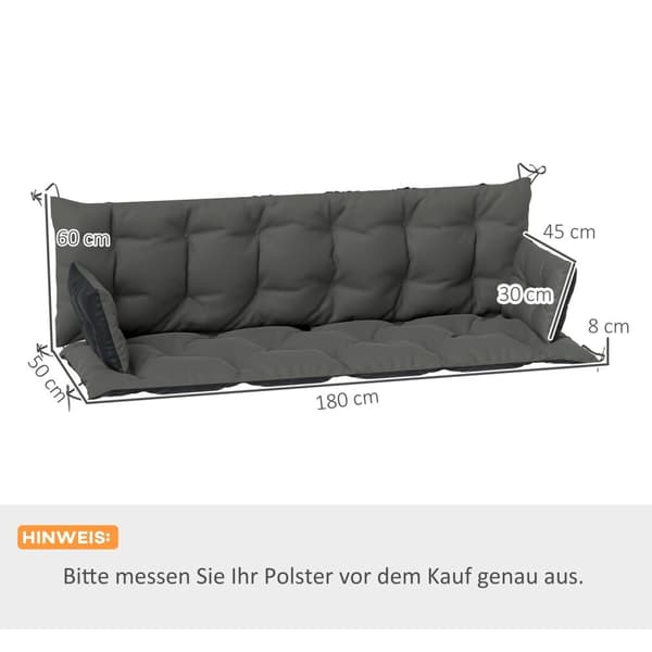 3-seters benkpute 180x110x8 cm benkpute med knyter, sittepute, utendørs/innendørs stolpute, sittepute, sittepute, benkpute for hagemøbler, verandahusk