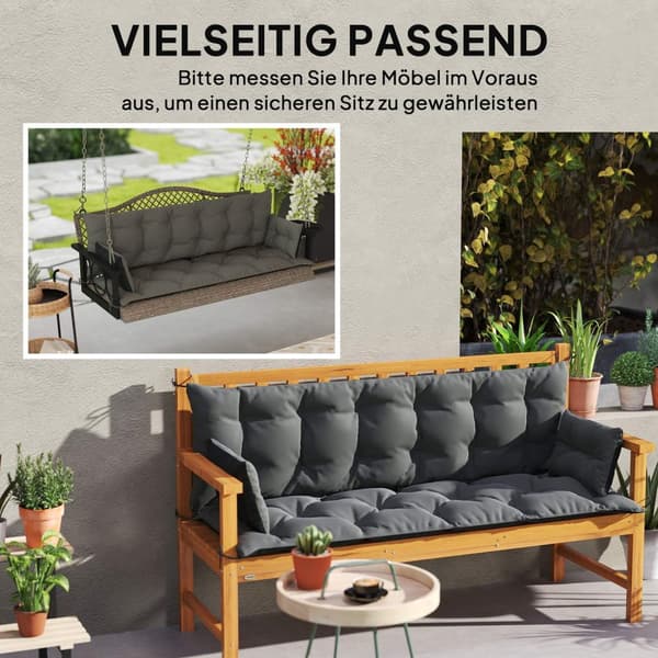 3-seters benkpute 180x110x8 cm benkpute med knyter, sittepute, utendørs/innendørs stolpute, sittepute, sittepute, benkpute for hagemøbler, verandahusk