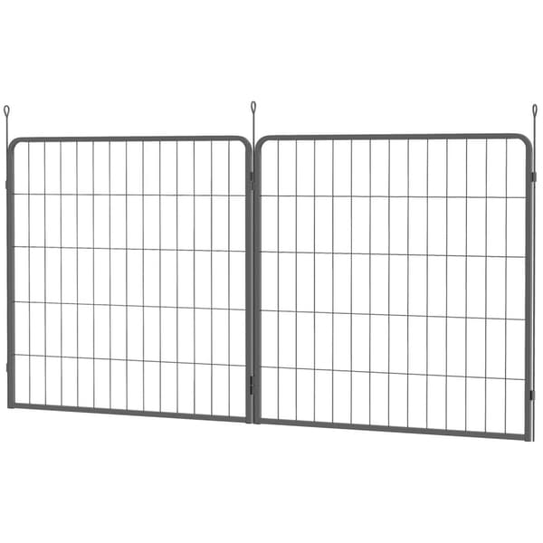 Sett med 2 forlengelser 2 hundegjerdepaneler for utendørs innhegninger, 80 x 80 cm valpegjerde i stål, for små og mellomstore hunder svart Aosom