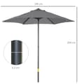 Miniatyrbilde 4 av 10: Parasoll Ø196 cm, roterende parasoll med sammenleggbar funksjon, sekskantet balkongparaply, strandparasoll, vindtett, stabil markedsparaply, sveivpara