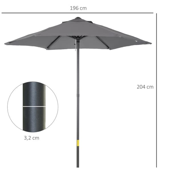 Parasoll Ø196 cm, roterende parasoll med sammenleggbar funksjon, sekskantet balkongparaply, strandparasoll, vindtett, stabil markedsparaply, sveivpara