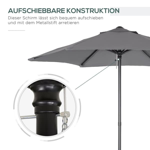 Parasoll Ø196 cm, roterende parasoll med sammenleggbar funksjon, sekskantet balkongparaply, strandparasoll, vindtett, stabil markedsparaply, sveivpara