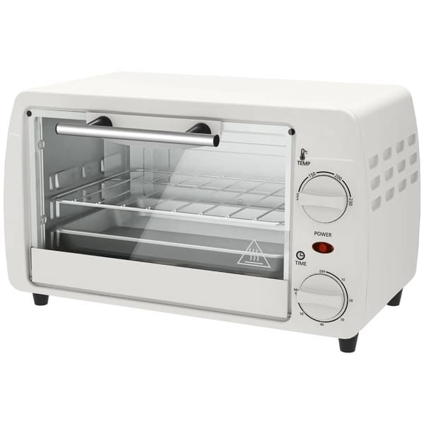Miniuuni 10 litraa 750W Pieni sähköuuni, jonka lämpötila on jopa 230? Ajastin 60 minuuttia uunipelti ja ritilä 36,5x26x22 cm kermanvalkoinen Aosom