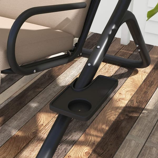 Hollywood-huske med koppholder og sittepute, 2-seters hagehuske med solseil, huskebenkbelastning opptil 220 kg, hageseng for hage, terrasse, 170 x 136
