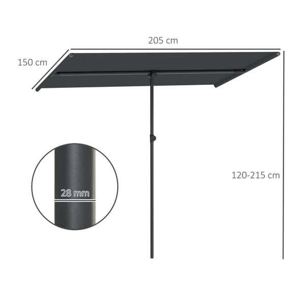 Parasoll 180 grader Roterbar Høydejusterbar hageparaply med aluminiumsstang markedsparaply Solbeskyttelse Paraply Cantilever Parasoll Balkong Paraply