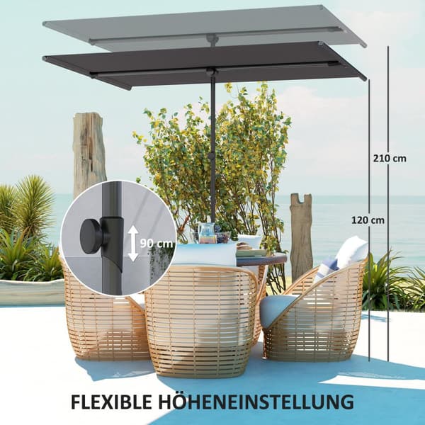 Parasoll 180 grader Roterbar Høydejusterbar hageparaply med aluminiumsstang markedsparaply Solbeskyttelse Paraply Cantilever Parasoll Balkong Paraply